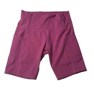 Lianshp Pink Compression High Waist Yoga Shorts Women's Athletic Workout Large